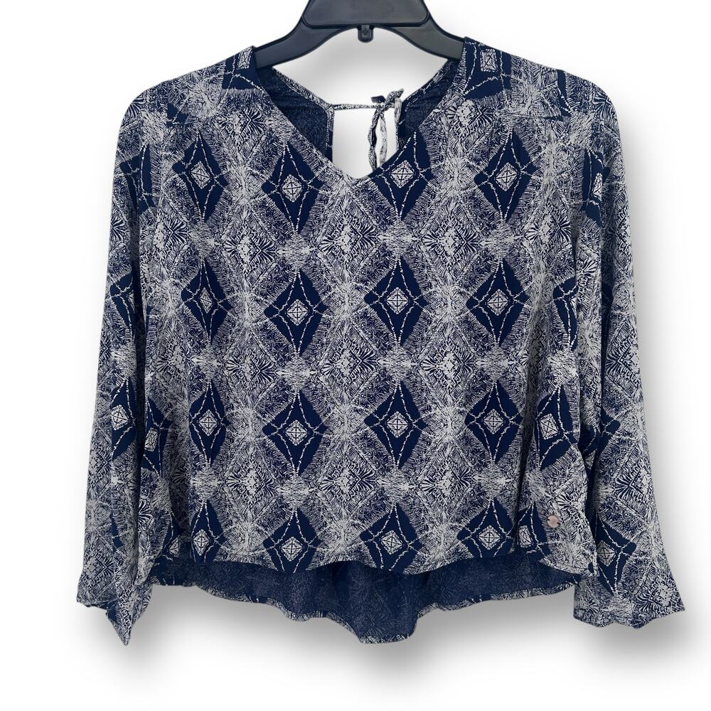 Roxy Sky Full Of Stars Boho Shirt Womens Size XS Blue White